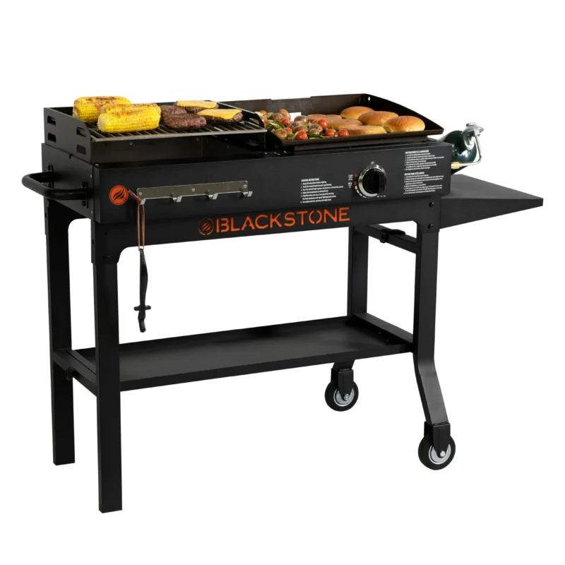 Blackstone Duo Griddle and Charcoal Grill Combo Dual Burner 17'' Outdoor Griddles with Automatic Igniter