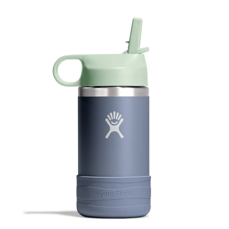 Hydro Flask Kids' Wide-Mouth Vacuum Water Bottle With Straw Cap And Bottle Boot - 12 Fl. Oz.