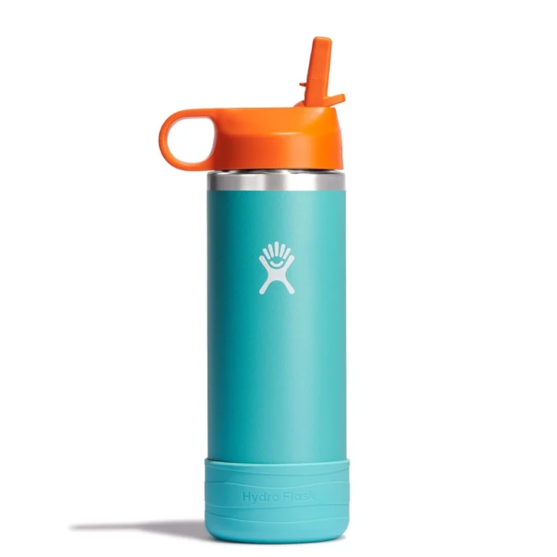Hydro Flask Kids' Wide-Mouth Vacuum Water Bottle With Straw Cap And Bottle Boot - 18 Fl. Oz.